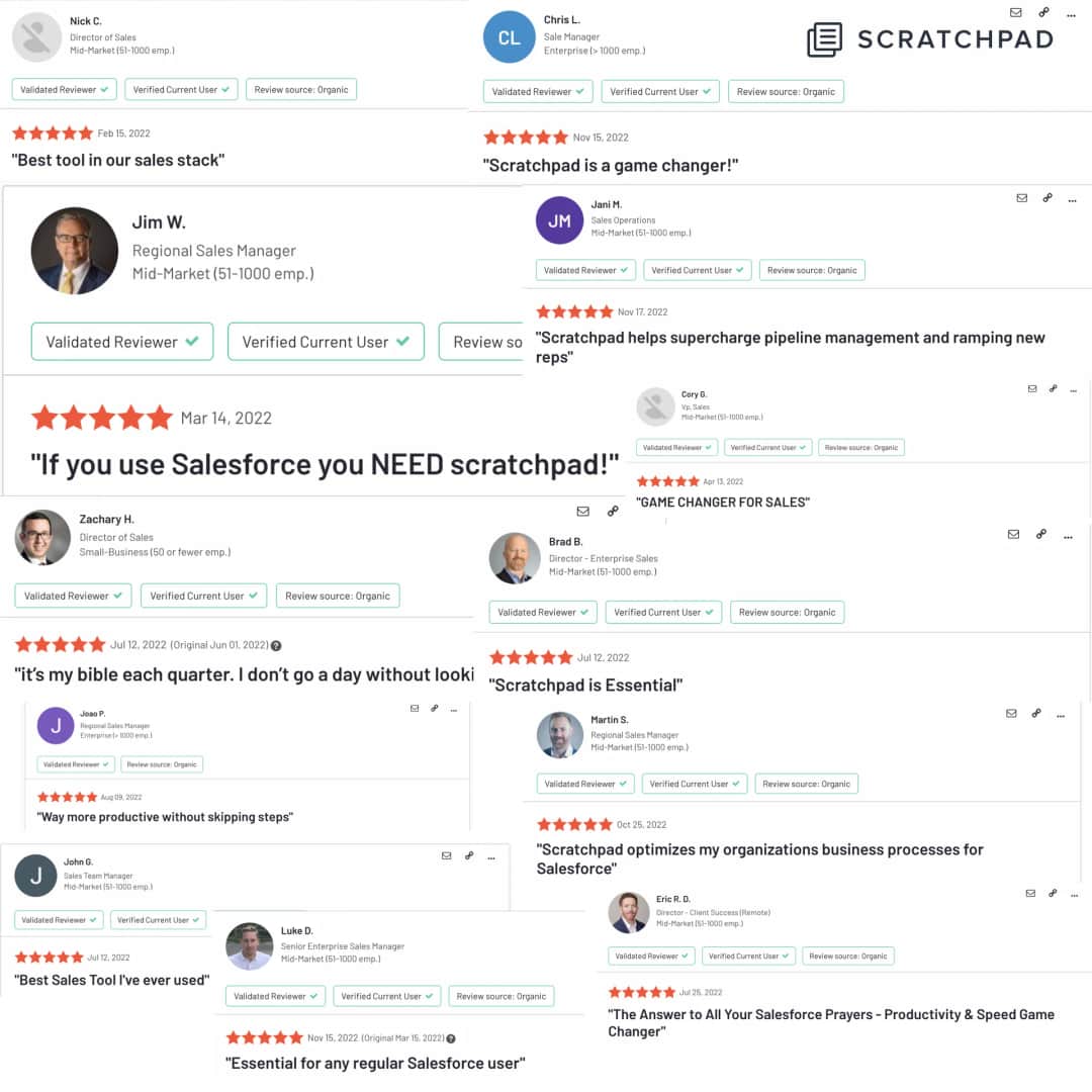 Scratchpad's RevOps and Sales Leader Testimonials on G2