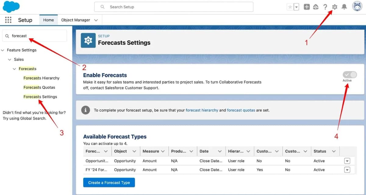 Step #1: Enable Forecasting
