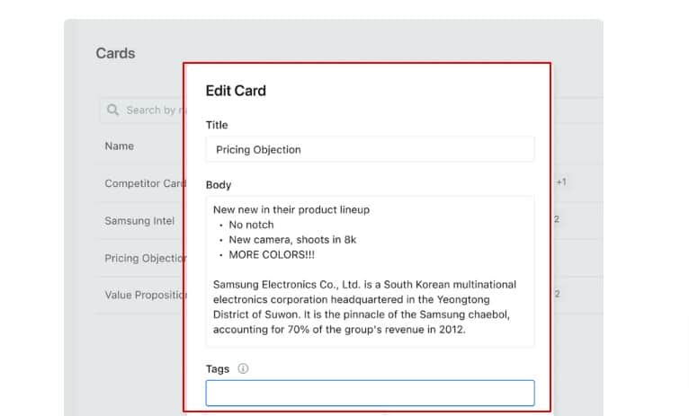 13. Sales Enablement Cards