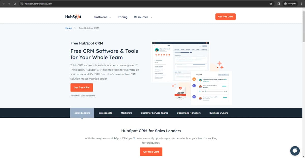 5. HubSpot CRM