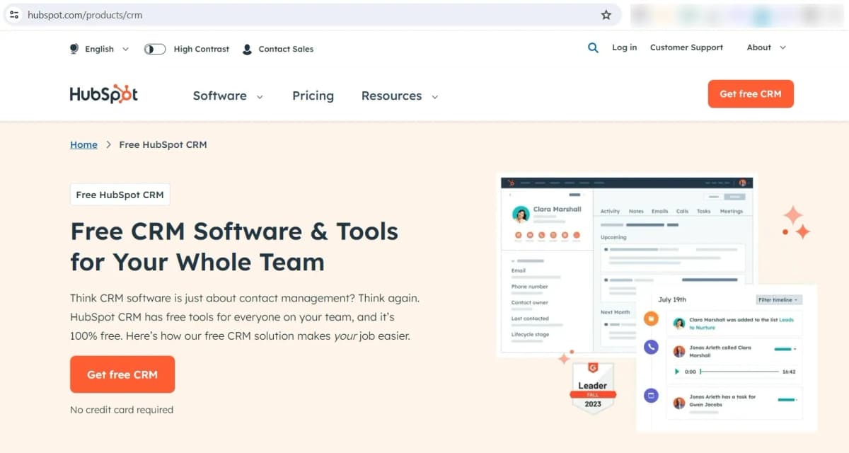 2. HubSpot CRM