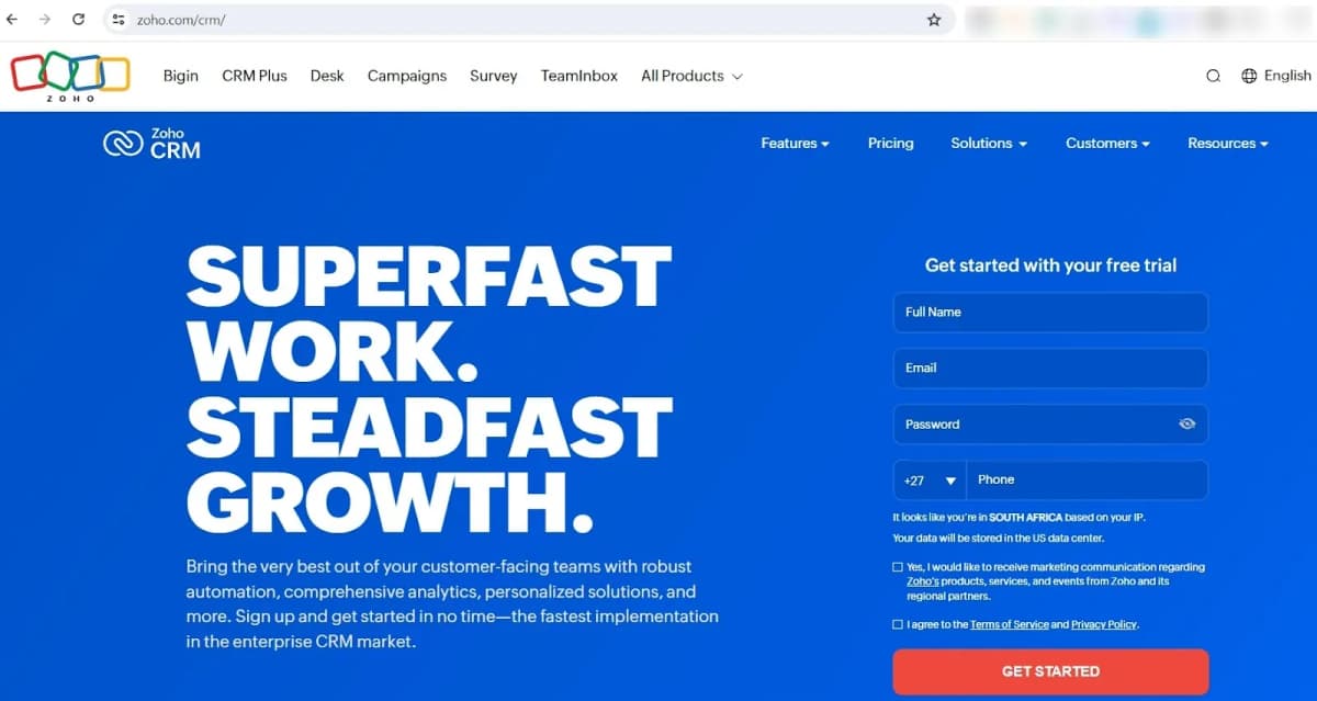3. Zoho CRM