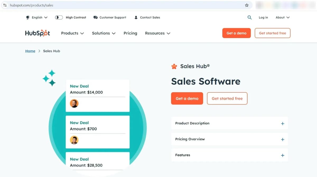 2. HubSpot Sales Hub